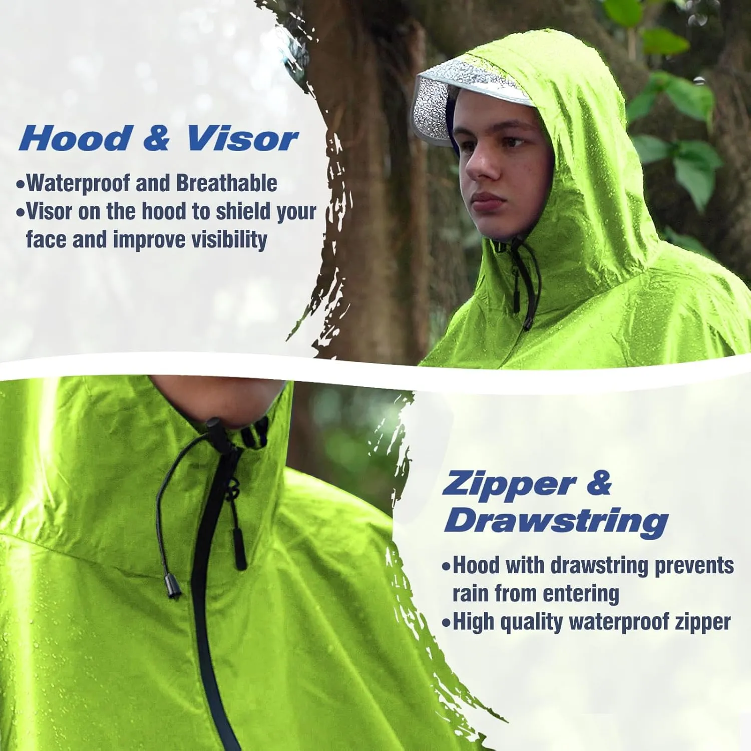 ANYOO Waterproof Rain Poncho Bike Bicycle Rain Capes Lightweight Compact Reusable for Adults