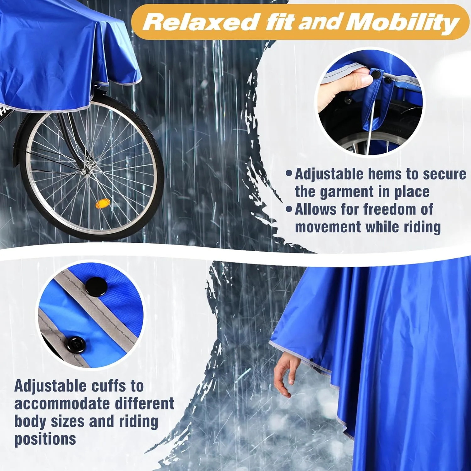 ANYOO Waterproof Rain Poncho Bike Bicycle Rain Capes Lightweight Compact Reusable for Adults
