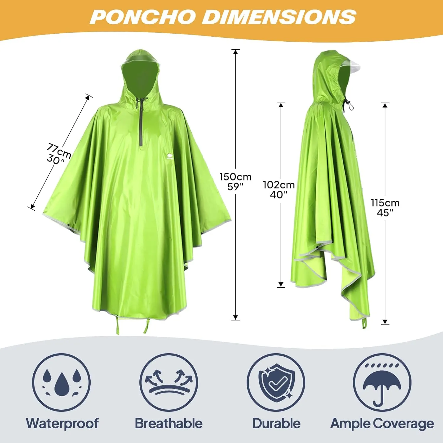 ANYOO Waterproof Rain Poncho Bike Bicycle Rain Capes Lightweight Compact Reusable for Adults