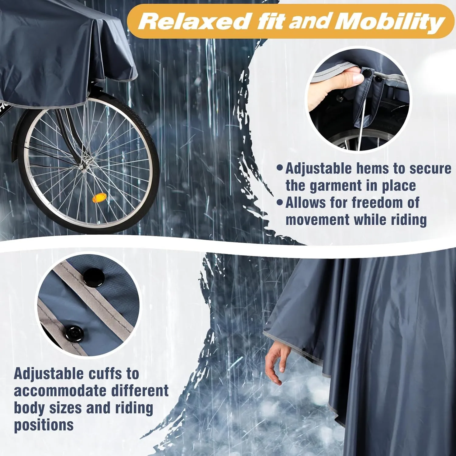 ANYOO Waterproof Rain Poncho Bike Bicycle Rain Capes Lightweight Compact Reusable for Adults