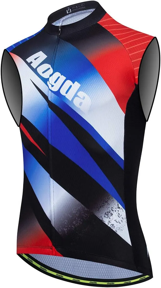 Aogda Cycling Vest for Men Bike Jerseys Team Biking Sleeveless Tops Clothing