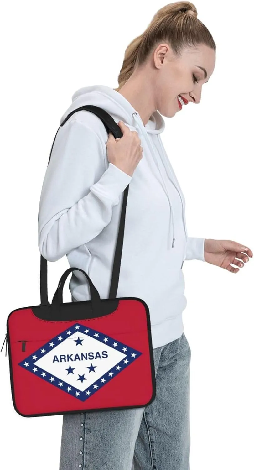 Arkansas State Flag Print Laptop Adjustable Shoulder Strap With Handle Accessory Pocket For Men Women