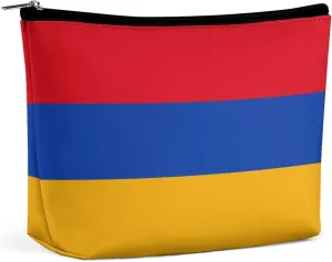 Armenian Flag Travel-Friendly Makeup Bag Compact Cosmetic Organizer for Women Girls