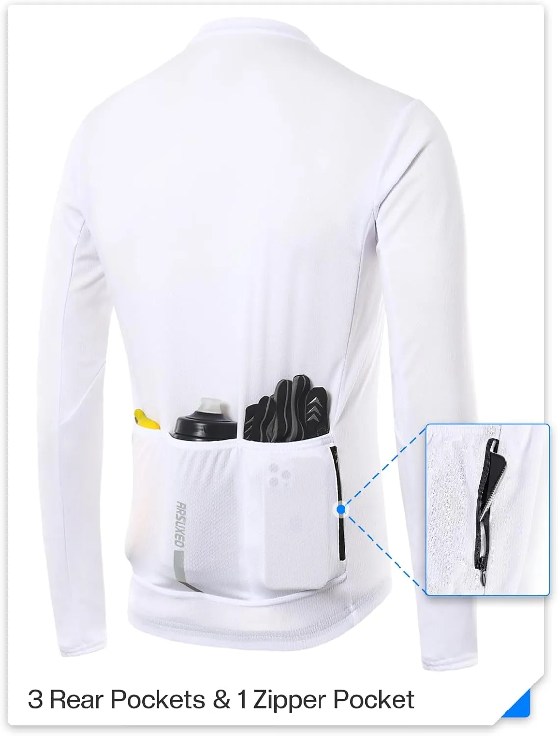 ARSUXEO Men's Cycling Jersey Long Sleeve Slim Fit Bike Jersey Biking Bicycle Cycling Shirt