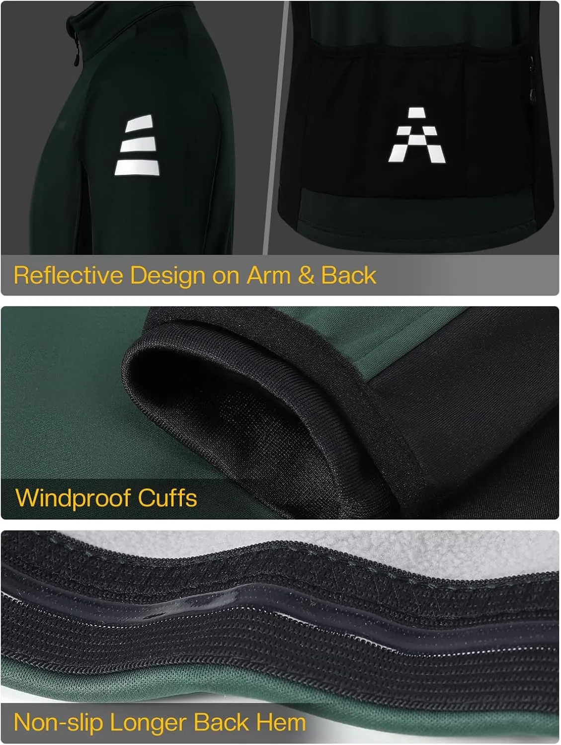 ARSUXEO Winter Cycling Jacket for Men Softshell Fleece MountainBike Biking Bicycle Jacket Thermal Windbreaker