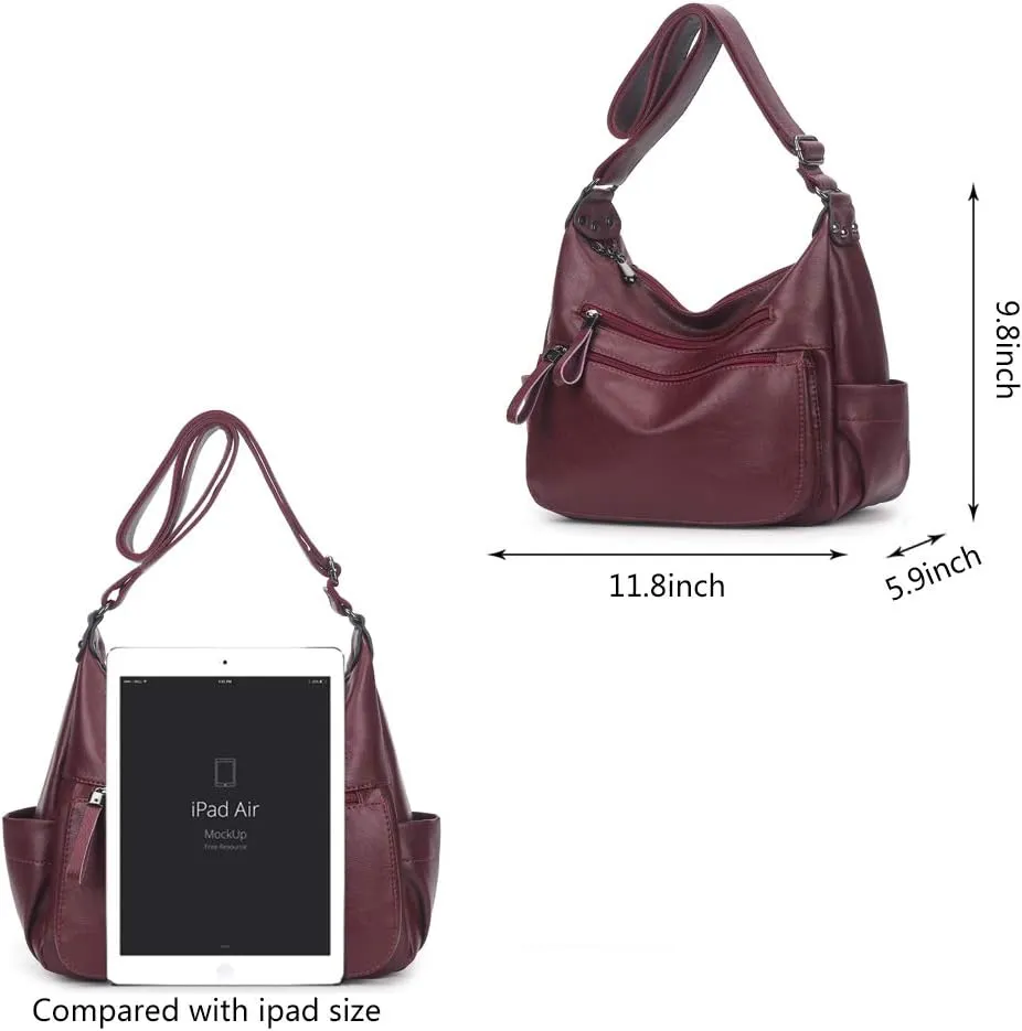 Artwell Fashion Crossbody Bag For Women Shoulder Bag Soft PU Leather Handbags Purses Multi Pocket Hobo Tote Bag