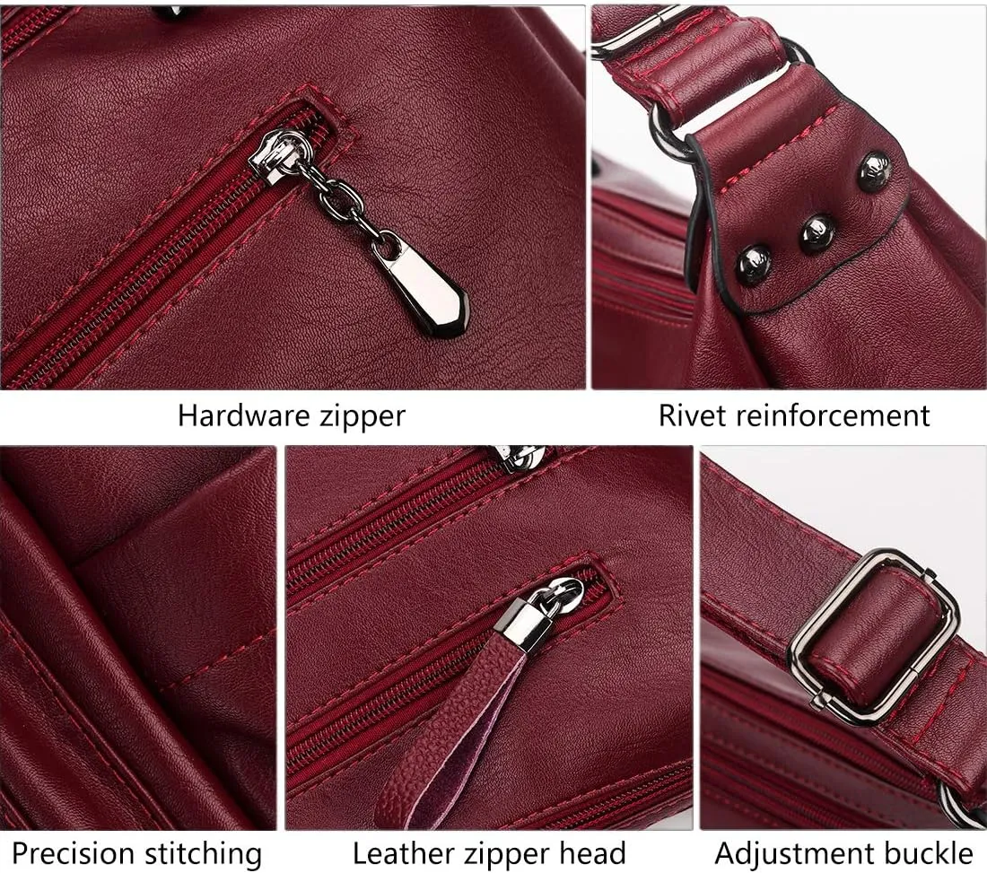 Artwell Fashion Crossbody Bag For Women Shoulder Bag Soft PU Leather Handbags Purses Multi Pocket Hobo Tote Bag