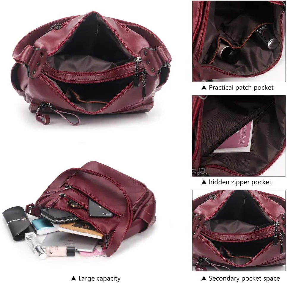 Artwell Fashion Crossbody Bag For Women Shoulder Bag Soft PU Leather Handbags Purses Multi Pocket Hobo Tote Bag