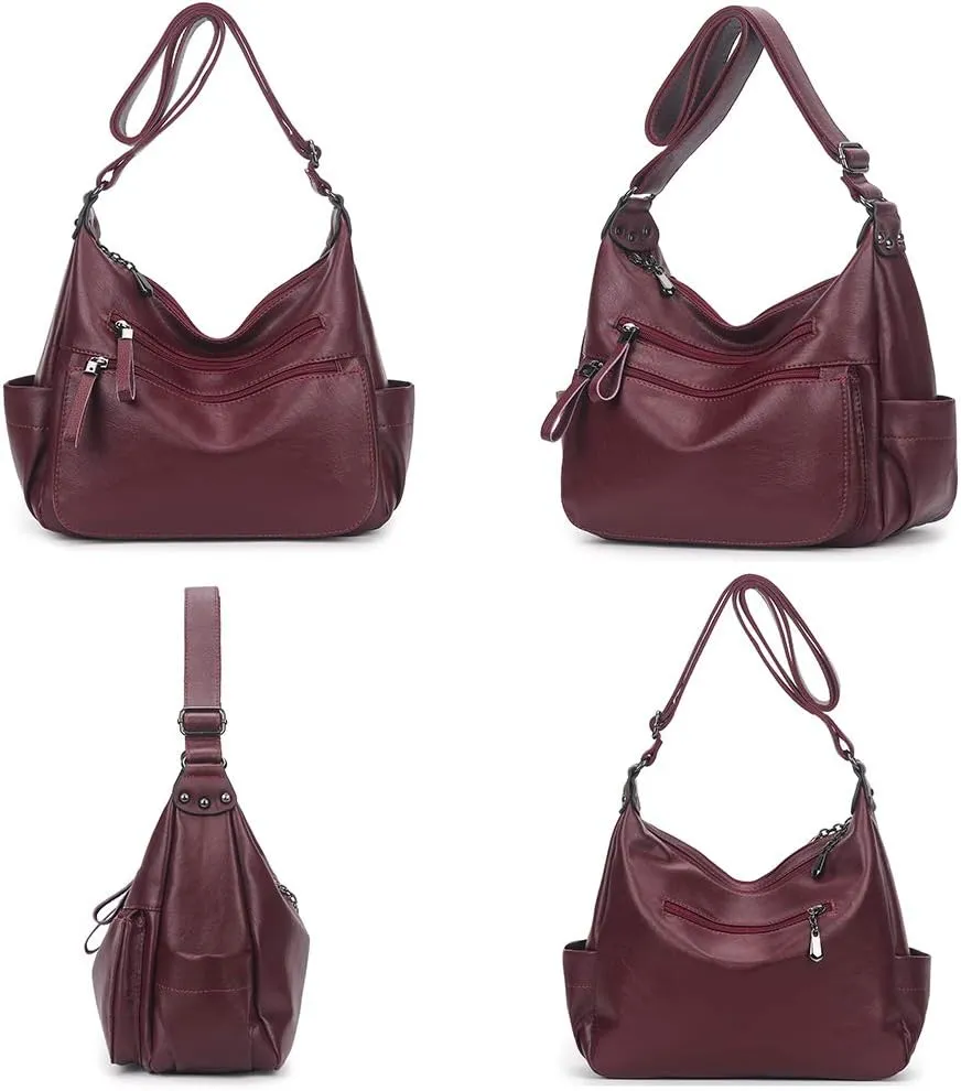 Artwell Fashion Crossbody Bag For Women Shoulder Bag Soft PU Leather Handbags Purses Multi Pocket Hobo Tote Bag