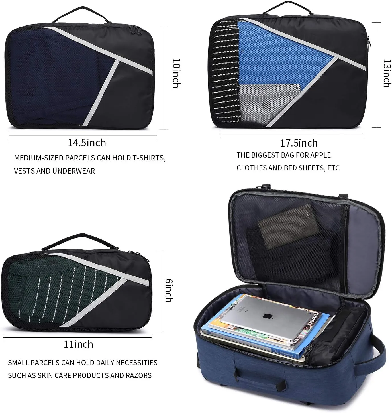 Asenlin 40L Travel Backpack for Women Men，17 Inch Laptop Backpack Flight Approved Luggage Carry On Water Resistant Computer Backpack for Weekender Overnight Large Daypack Blue