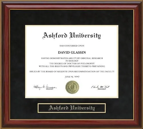 Ashford University Mahogany Diploma Frame