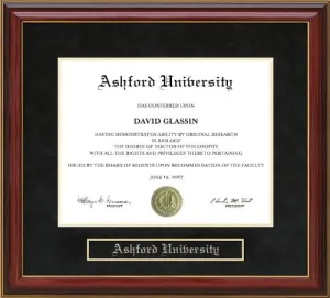 Ashford University Mahogany Diploma Frame