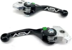 ASV F4 Brake & Clutch Levers Shorty Black w/Green Dials for 2019-2023 KX450/X / 2021-2024 KX250/X BCF41414-SK