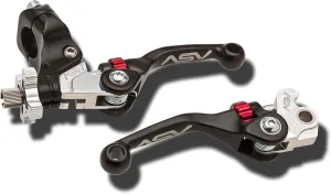 ASV F4 Brake and Clutch Lever Pair Pack Compatible with Honda TRX450R (06-18) Electric Start Only (Black, Shorty)