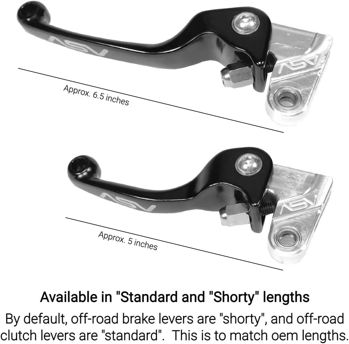 ASV Unbreakable F2 Off-Road Clutch and Brake Lever w/Hotstart Perch # BC F21306SH - Shorty Black