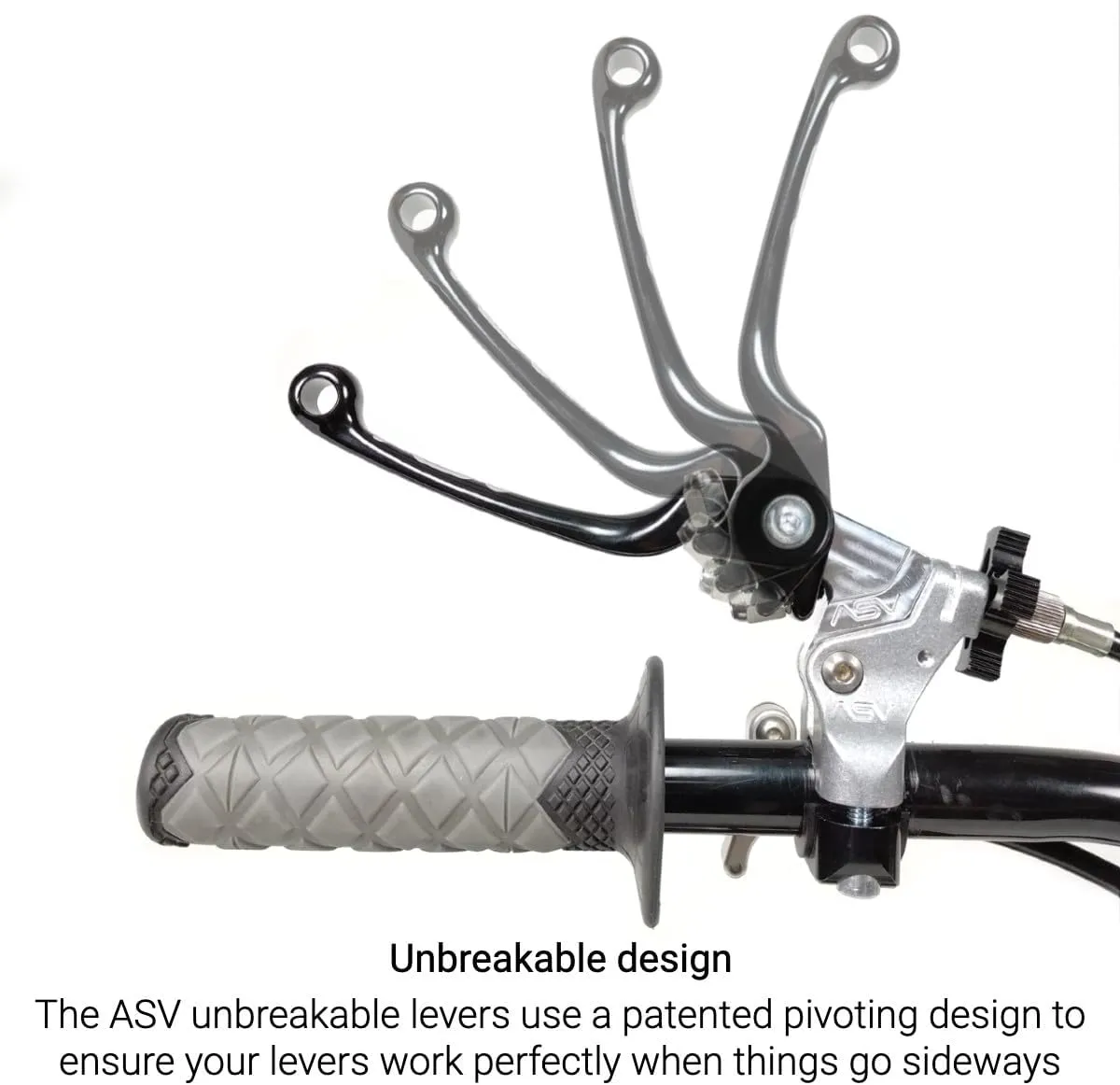 ASV Unbreakable F2 Off-Road Clutch and Brake Lever w/Hotstart Perch # BC F21306SH - Shorty Black