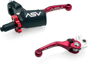 ASV Unbreakable F4 Off-Road Clutch and Brake Levers w/PRO Hotstart Perch # BC F41306PH - Shorty Red