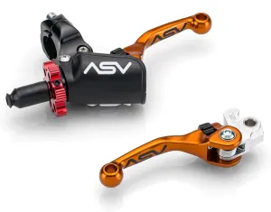 ASV Unbreakable F4 Quad ATV Clutch and Brake Lever w/PRO Hotstart Perch & Cable # BC F4A206PHC - Shorty Orange
