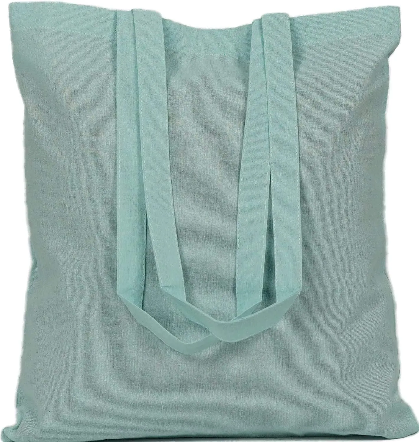 ATMOS GREEN 12 pack GLACIER Color 15 X 16 inch with 27" long handle 5.5 Oz Recycled cotton reusable grocery bags ecofriendly super strong great choice for schools promotion branding MADE in INDIA