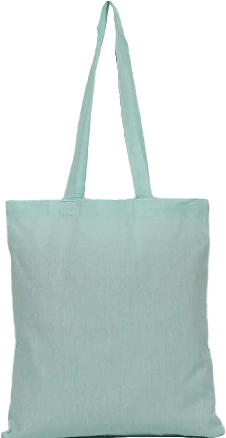 ATMOS GREEN 12 pack GLACIER Color 15 X 16 inch with 27" long handle 5.5 Oz Recycled cotton reusable grocery bags ecofriendly super strong great choice for schools promotion branding MADE in INDIA