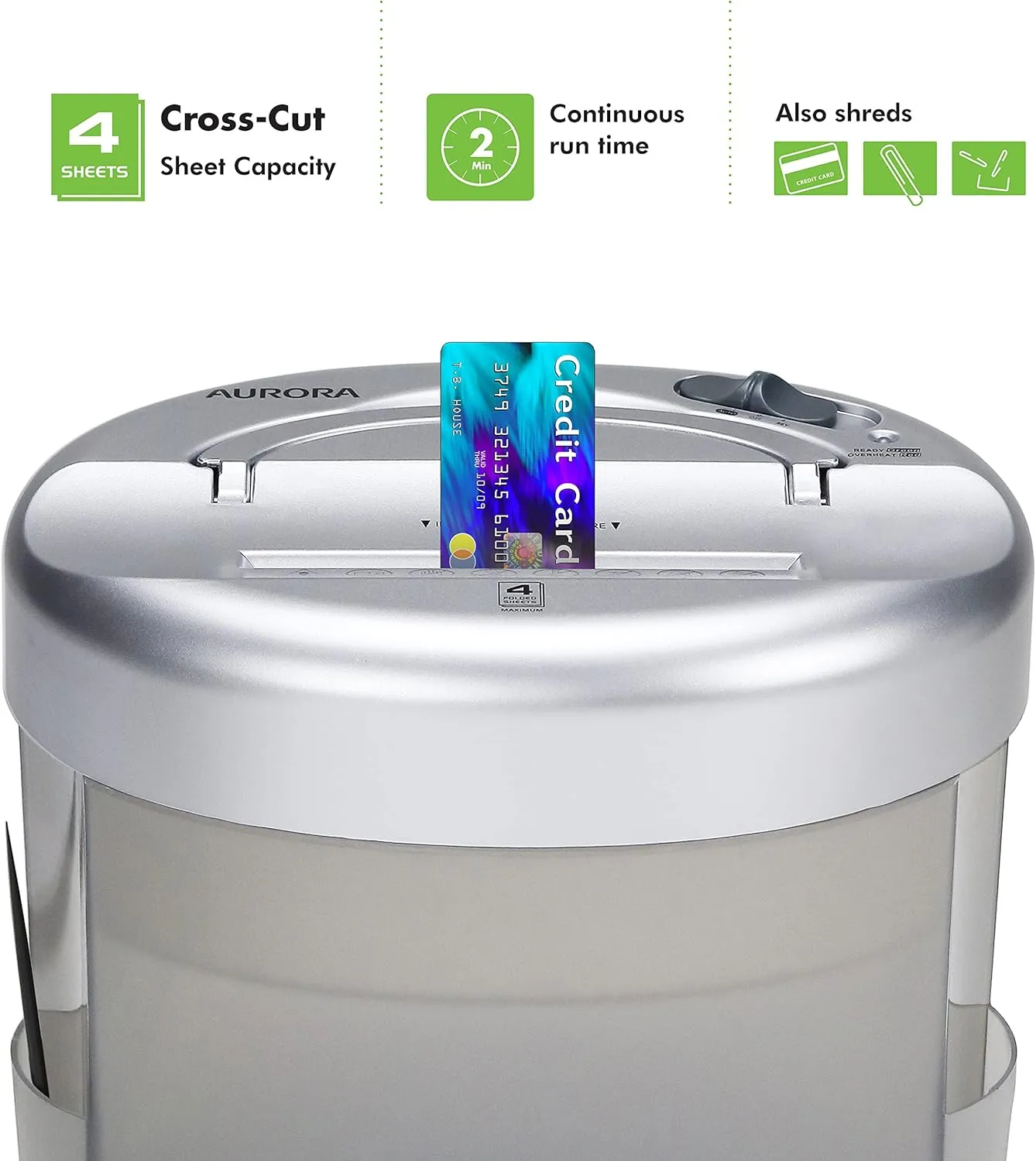 Aurora Desktop-Style Cross-Cut Paper Shredder, 4-Sheet Crosscut Desktop