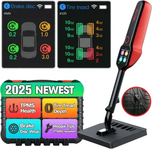 Autel Tire Brake Examiner MaxiTPMS TBE200(E): 2025 L~aser Tire Tread Depth & Brake Disc Wear Tester, 1.65” AMOLED Touchscreen, Upgrade of TBE100, Scan DOT, Dual Camera, Repair Tips Work w/ ITS600(PRO)