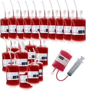Aweilan PVC Blood Bags for IV Bags, Halloween Cups, Drink Pouches - Zombie/Vampire Party Supplies (Pack of 20)