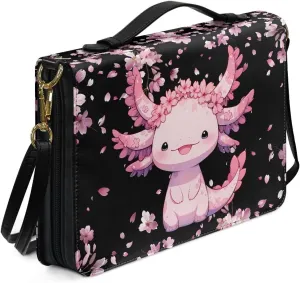 Axolotl Bible Cover for Women Religious Cherry Blossom Waterproof Church Bag Tote Bags Storage Accessories