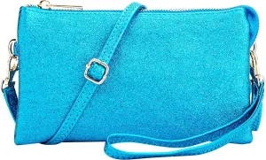 B BRENTANO Vegan Leather Multi-Pocket Crossbody Purse/Clutch with Card Slots, Removable Wristlet & Adjustable Shoulder Strap