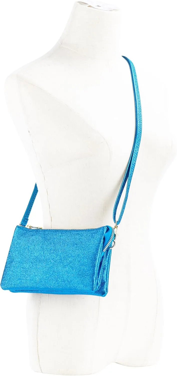 B BRENTANO Vegan Leather Multi-Pocket Crossbody Purse/Clutch with Card Slots, Removable Wristlet & Adjustable Shoulder Strap