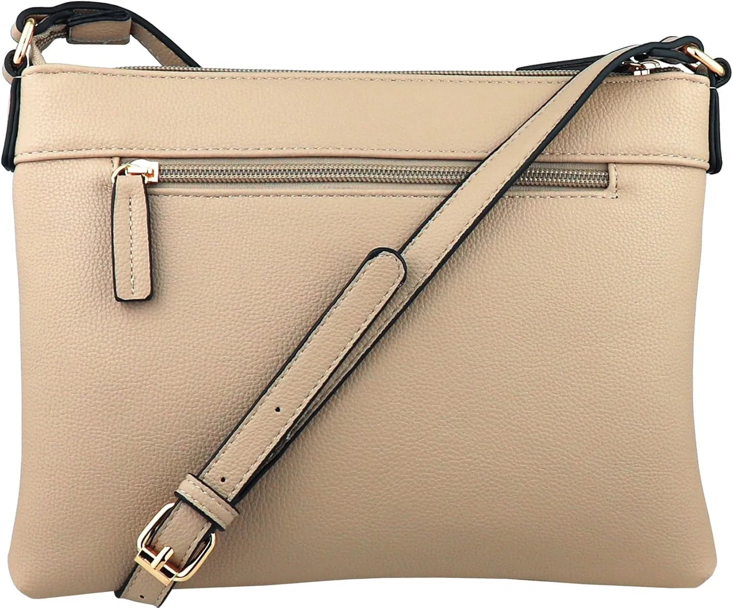B BRENTANO Vegan Multi-Zipper Crossbody Handbag Purse with Tassel Accents