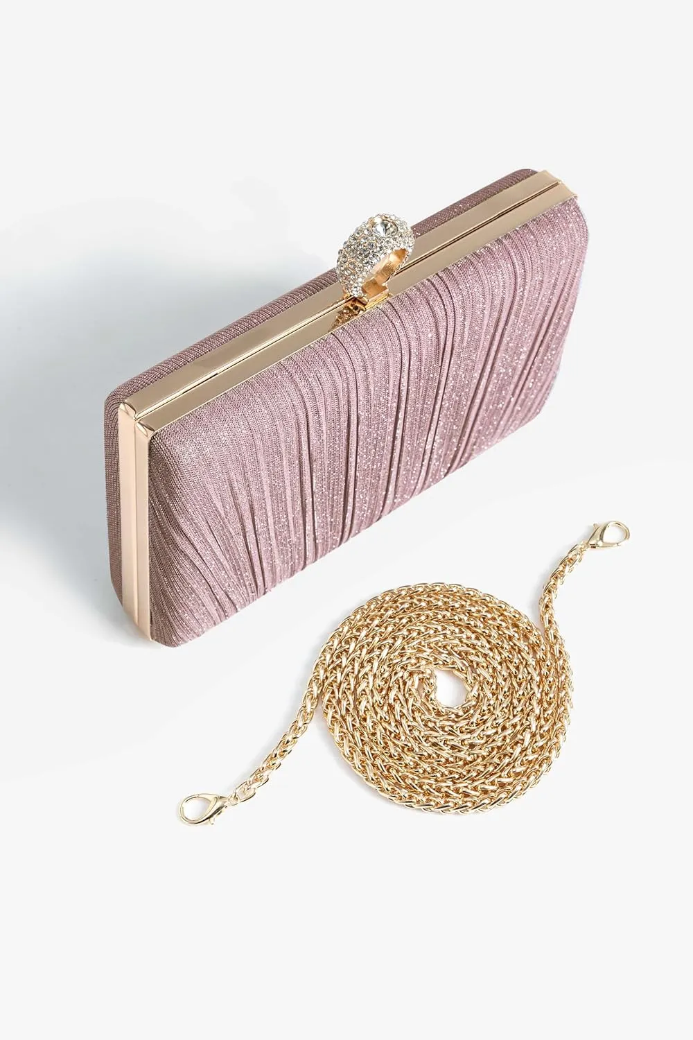 BABEYOND Clutch Purses for Women - Evening Bag Glitter Pleated Clutch for Bride Party Prom Wedding