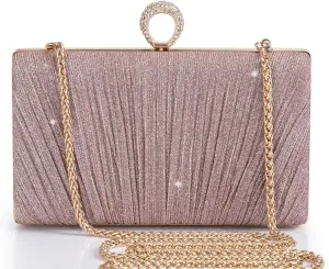 BABEYOND Clutch Purses for Women - Evening Bag Glitter Pleated Clutch for Bride Party Prom Wedding