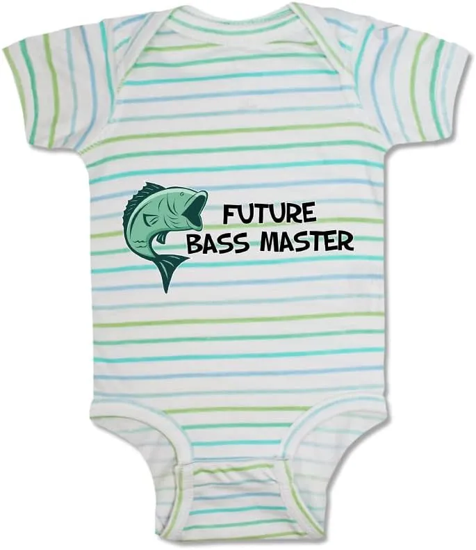 Baby Bodysuit Future Bass Master Fishing Ocean Sea Life Boy & Girl Striped Baby Clothes Funny Cotton Stripes Multi Boy Design Only 6 Months