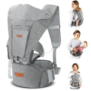 Baby Carrier Newborn to Toddler- 6 in 1 Baby Carrier with Hip Seat, Baby Body Holder with Back Support, Ergonomic, Cozy and Lightweight Infant Carrier Backpack Carrier,