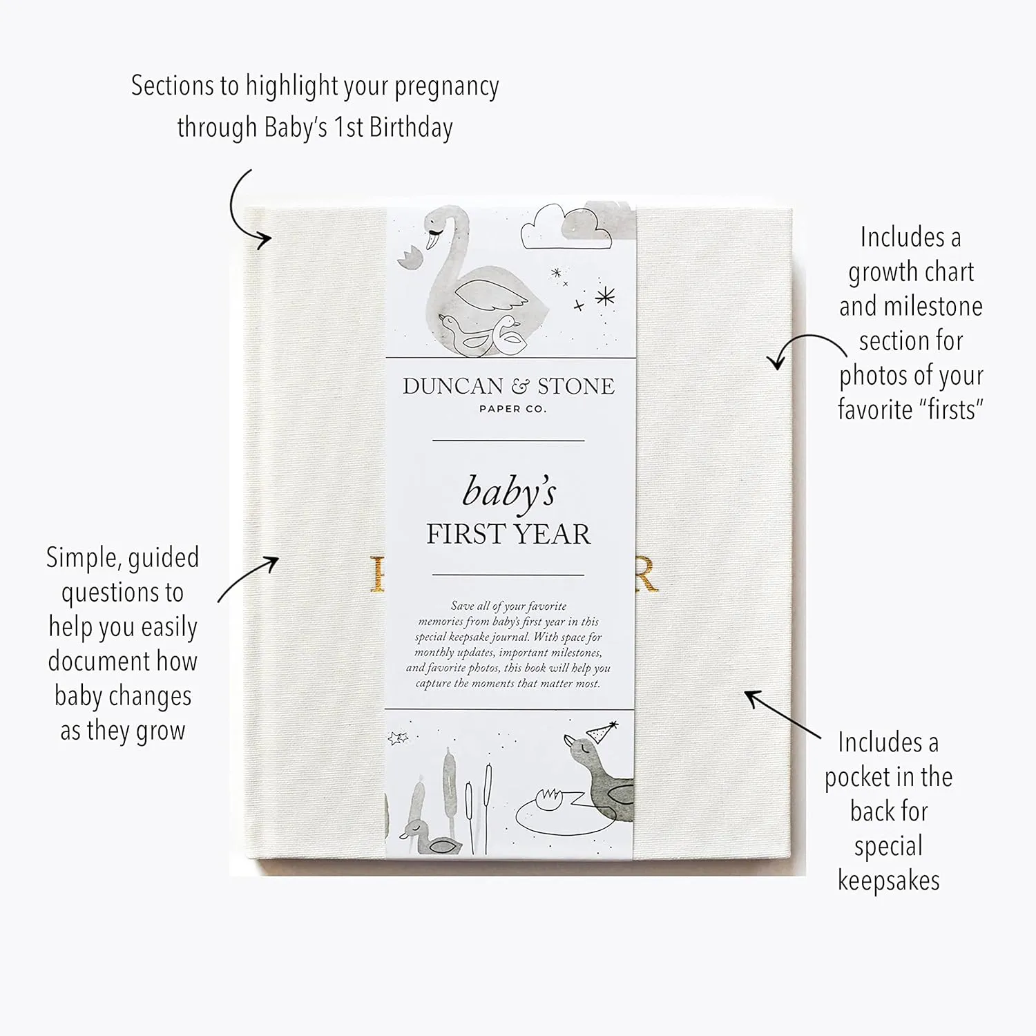 Baby First Year Book - Heirloom Keepsake Baby Memory Book to Record Important Milestones, Favorite Photos & More - Pregnancy Books (Cream,112 Pages)