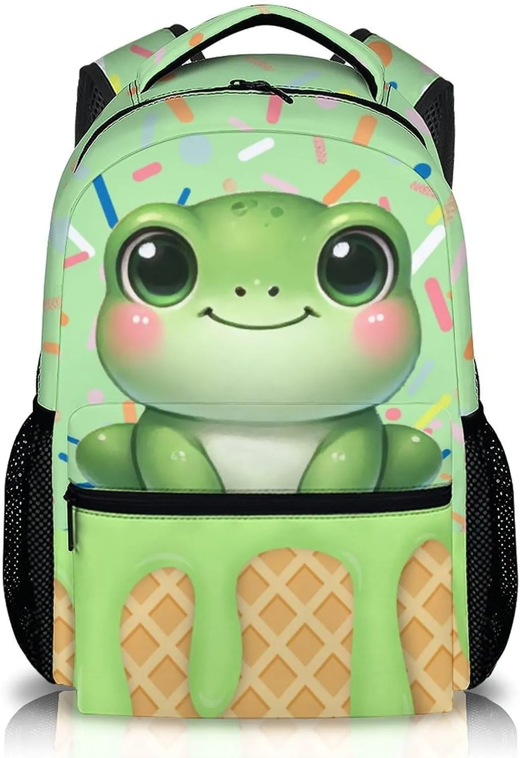 Backpack for Kids, Frog Bookbag, 17 Inch Cute Girls Schoolbag for Gift, Casual Book Bag for Preschool Elementary Kindergarten School Travel Camping