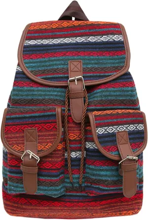 Backpack For Women,Vintage Ethnic Shoulder Handbag Boho Casual Backpack Purse,Shoulder Bag For Work,Leisure,Shopping,Travel (Rot)