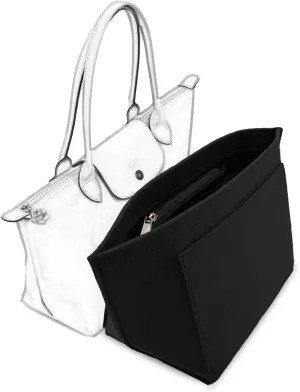 Bag Insert Organizer, purse accessories, Suitable For Longchamp long handle tote organizer (Black, L（long handle）)