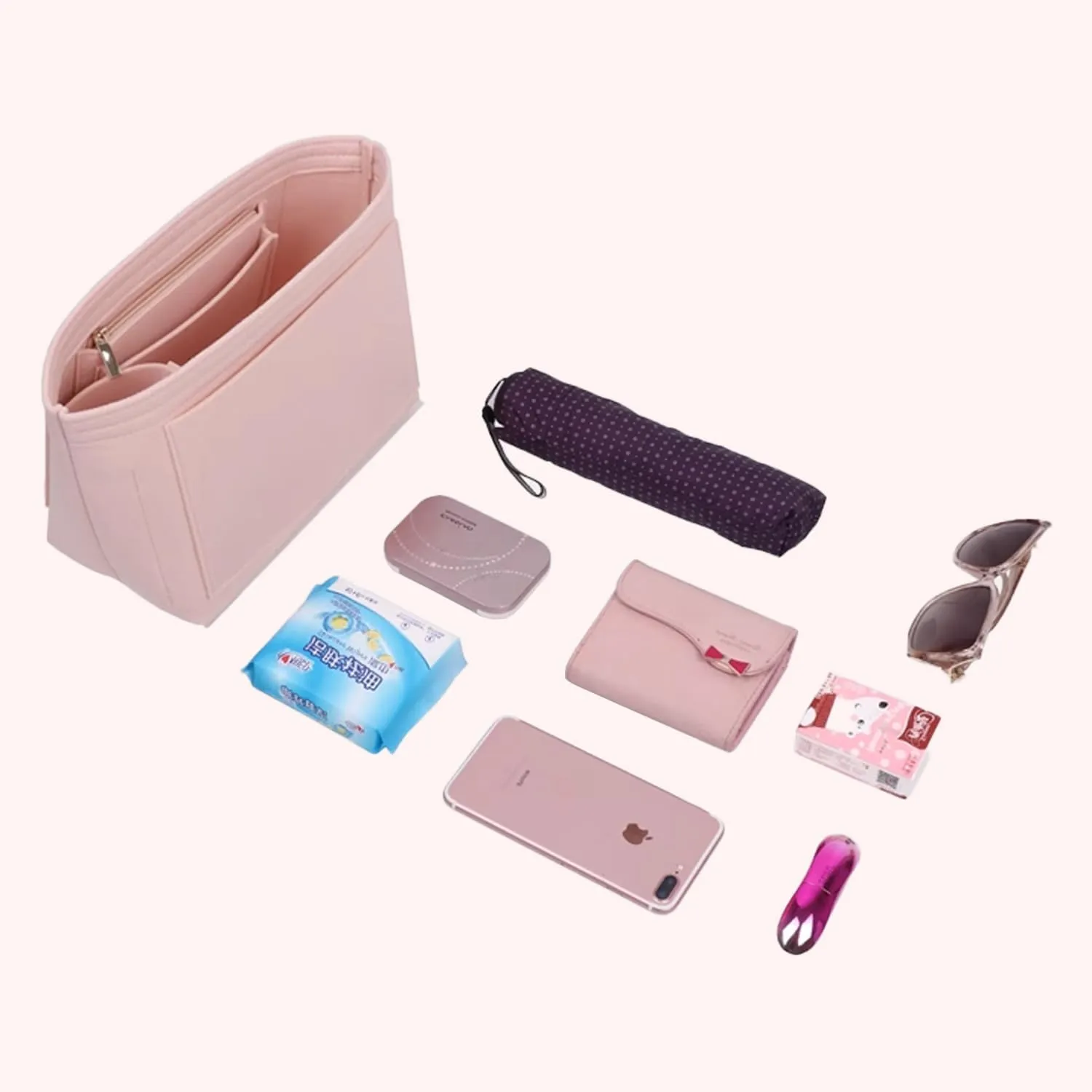 Bag Insert Organizer, purse accessories, Suitable For Longchamp long handle tote organizer (Black, L（long handle）)
