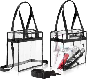 BAGAIL Clear Bags Stadium Approved Clear Tote Bag with Zipper Closure Crossbody Messenger Shoulder Bag with Adjustable Strap