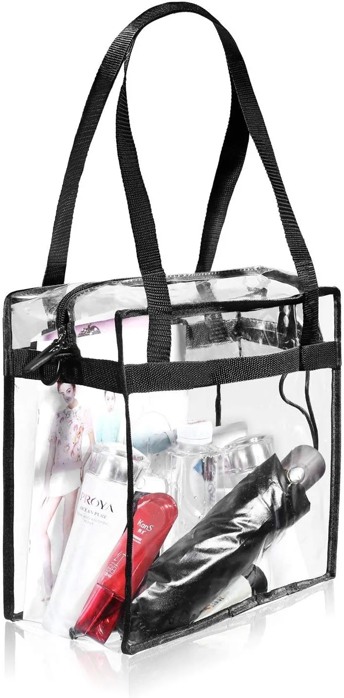 BAGAIL Clear Bags Stadium Approved Clear Tote Bag with Zipper Closure Crossbody Messenger Shoulder Bag with Adjustable Strap