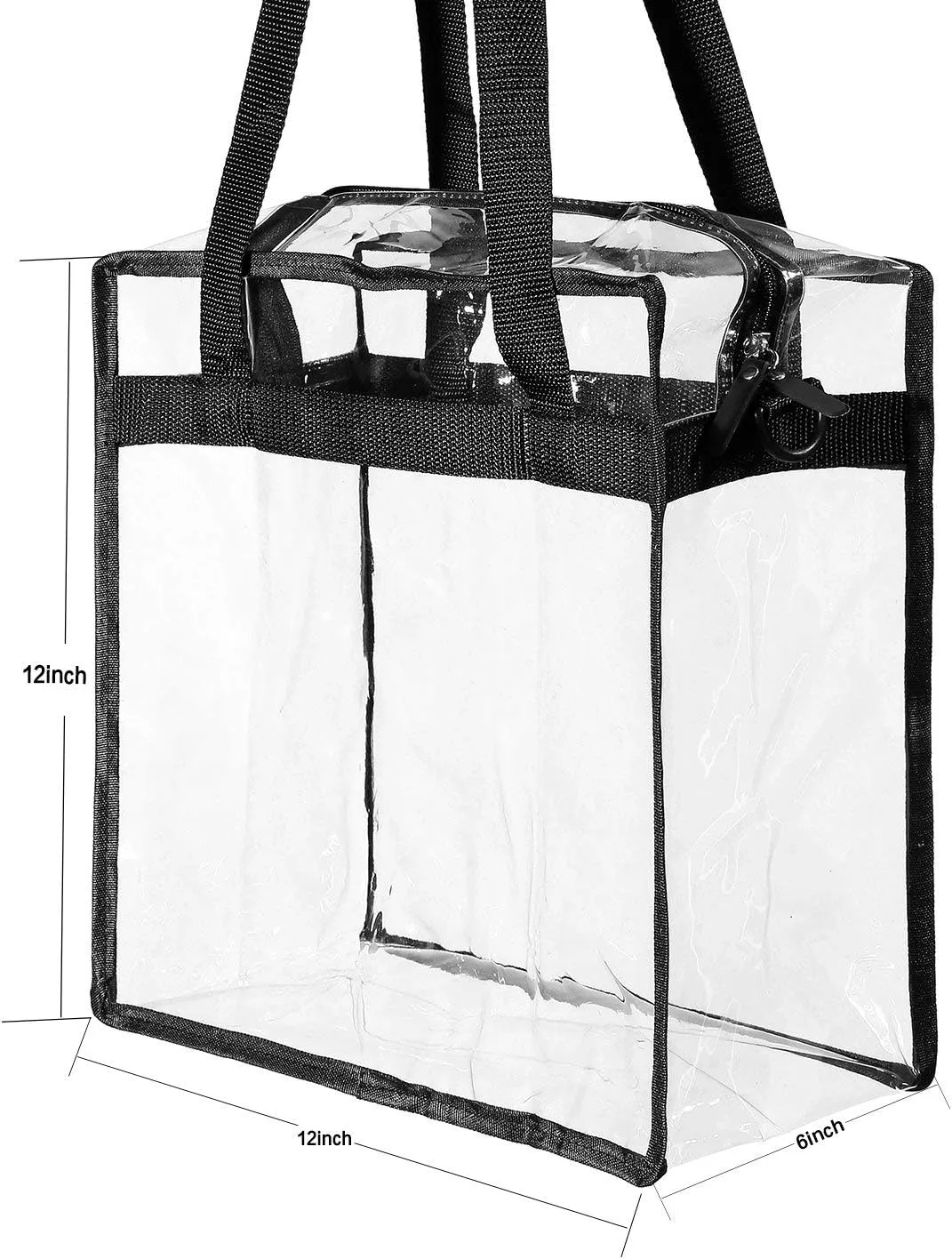 BAGAIL Clear Bags Stadium Approved Clear Tote Bag with Zipper Closure Crossbody Messenger Shoulder Bag with Adjustable Strap