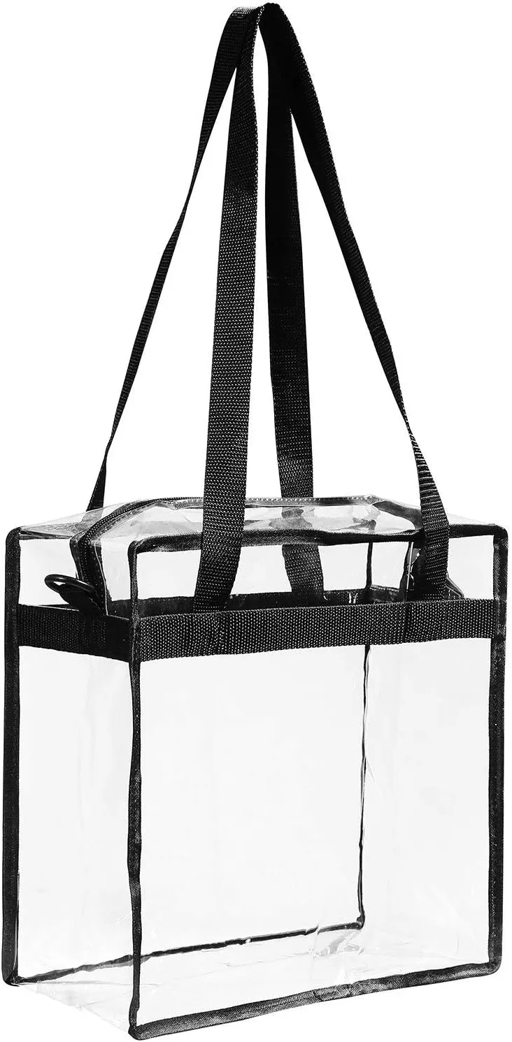 BAGAIL Clear Bags Stadium Approved Clear Tote Bag with Zipper Closure Crossbody Messenger Shoulder Bag with Adjustable Strap