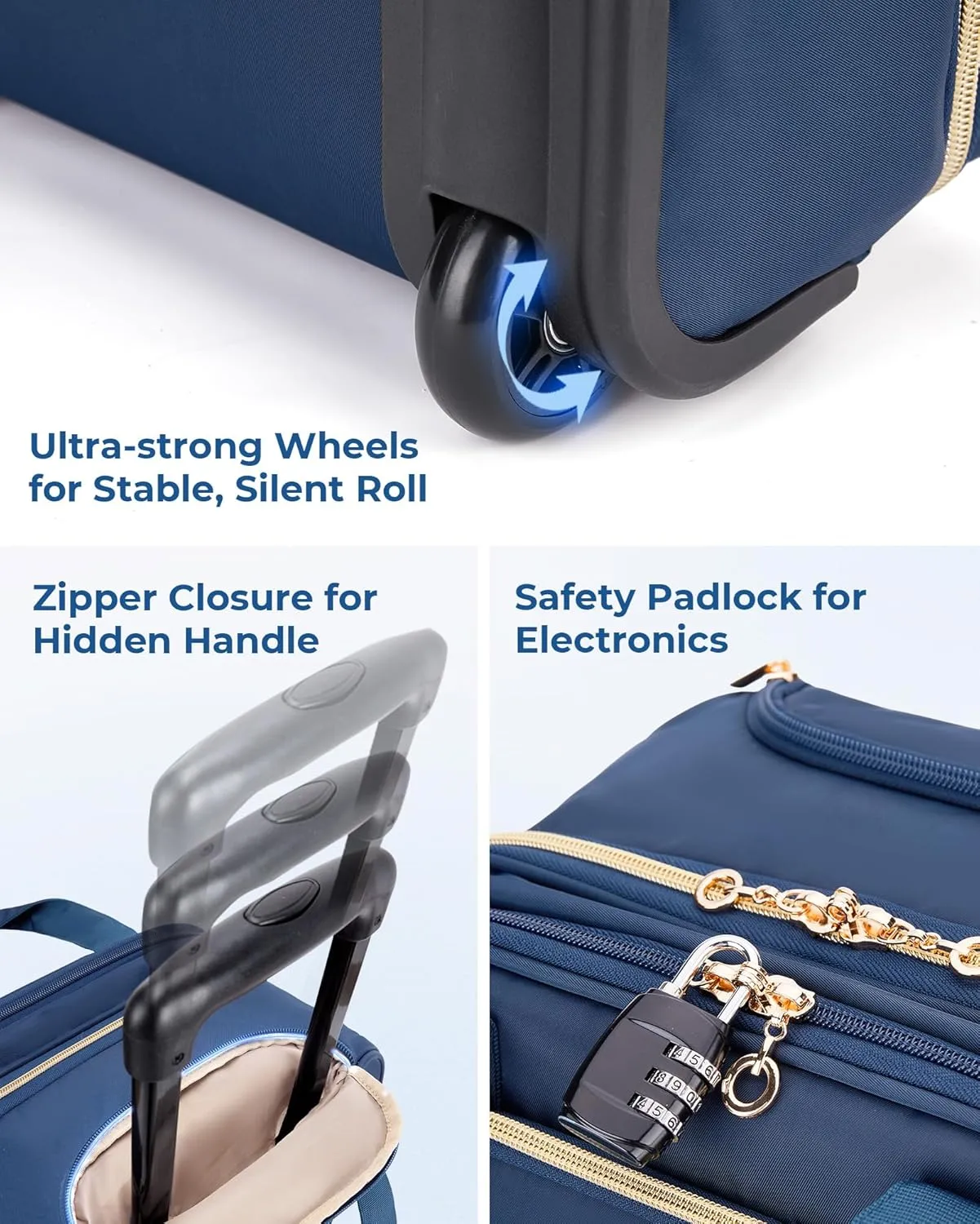 BAGSMART Underseat Carry On Luggage Airline approved,16-inch Underseater Softside Travel Suitcase with Wheels Lightweight Overnight Rolling Carry-on Luggage for Women Men Weekender,Dark Blue