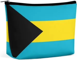 Bahamas Flag Travel-Friendly Makeup Bag Compact Cosmetic Organizer for Women Girls