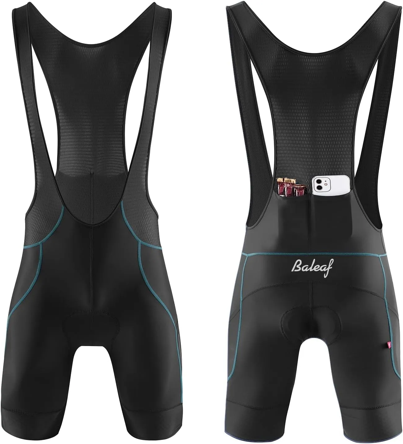 baleaf Men's Cycling Bib Shorts 4D Padded, Road Bike Cycling Bibs Biking Bicycle Shorts Gel Pockets UPF50 