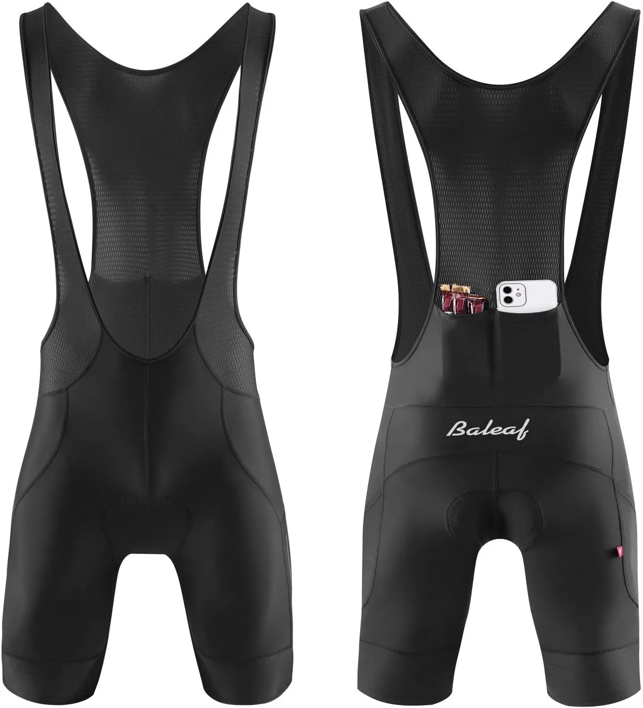 baleaf Men's Cycling Bib Shorts 4D Padded, Road Bike Cycling Bibs Biking Bicycle Shorts Gel Pockets UPF50 