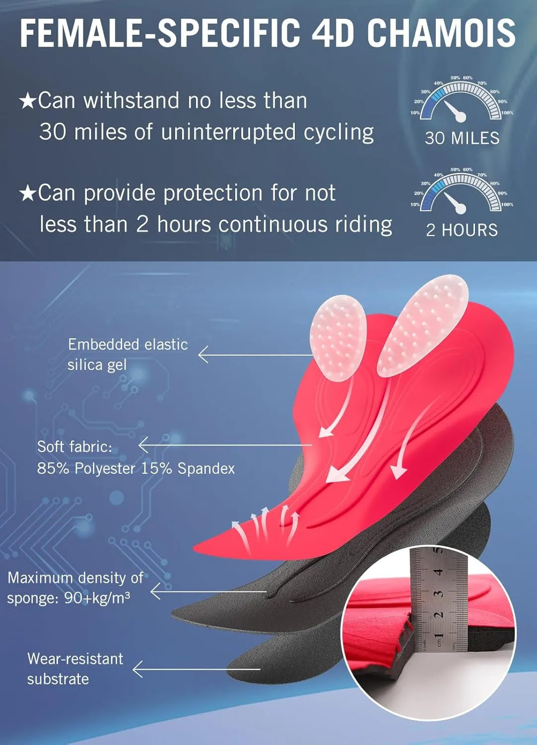 baleaf Women's Bike Pants 4D Padded Cycling Tights High Waisted Bicycle Clothes Pockets Biking Apparel UPF 50 