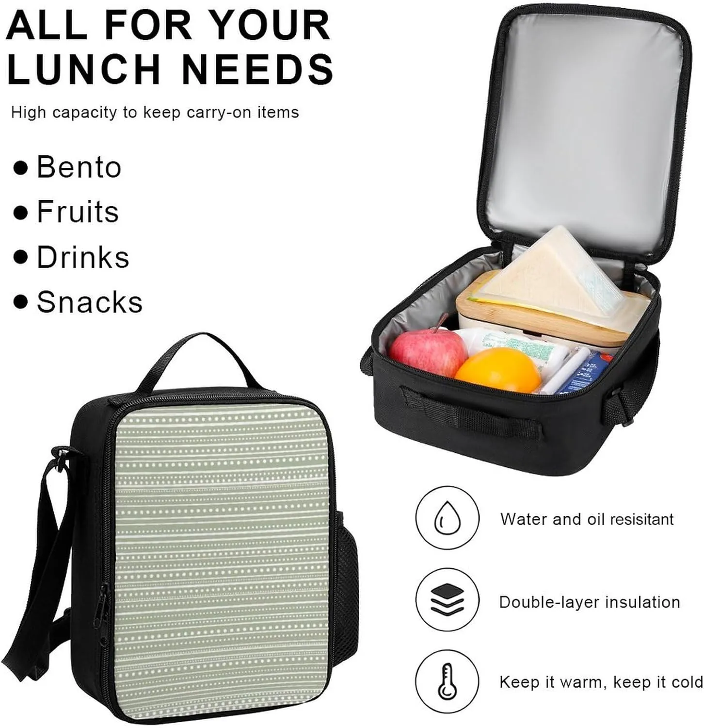 Bamanko Dotted Striped Lightweight Pocket Backpack Crossbody Lunch Bag Set Unisex